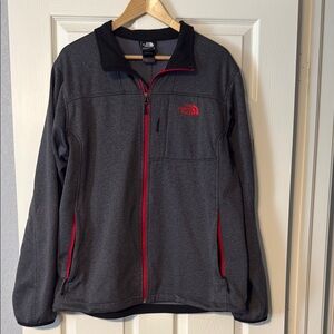 Men’s Gray and Red Performance Jacket Lightweight Fleece